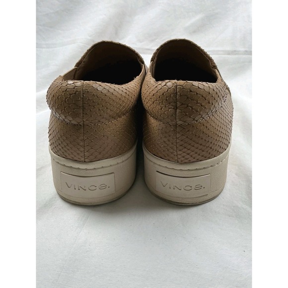 Vince Warren Slip On Shoes Women's 9 M Tan Leather Snakeskin Platform Sneakers - Picture 5 of 7